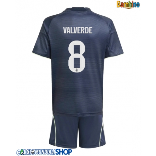 Maglie da calcio Real Madrid Federico Valverde #8 Seconda Maglia Bambino 2025-26 Manica Corta + Pantaloni corti)